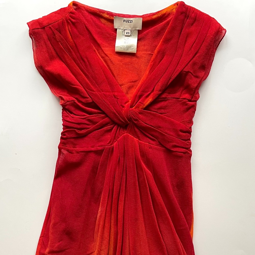 fuzzi red layered designer dress size XS